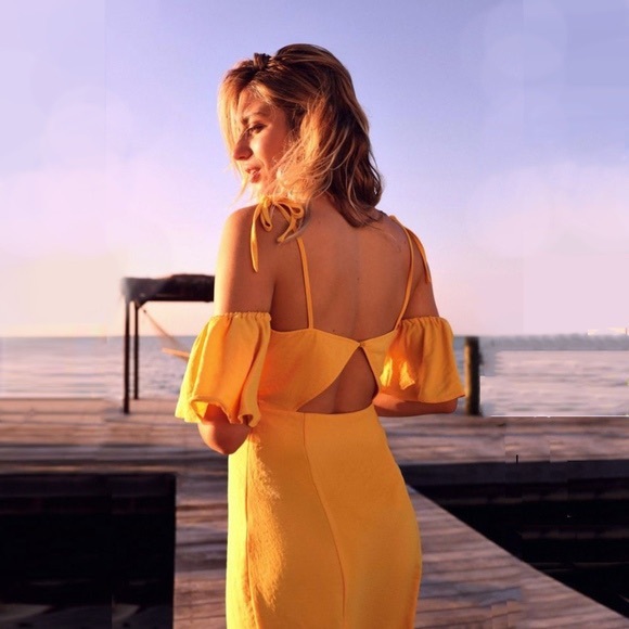 NWT- Urban Outfitters Yellow Midi Dress (L) - Picture 2 of 4